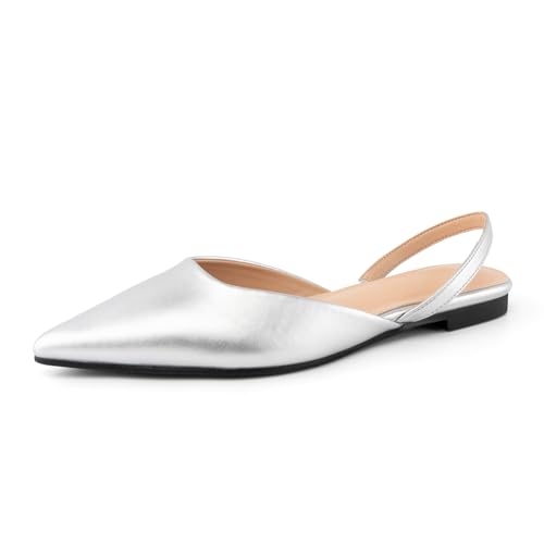 DREAMCIA Slingback Flats for Women, Pointed-Toe Ballet Flats with Buckle Strap for Elegant Women，Classic Low Heel Dress Shoes for Casual Work Office Party2