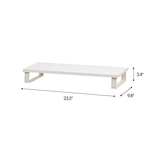 IRIS USA 1-Tier Multi-Purpose Modern PC Monitor Organizer Stand with Metal Legs, Ergonomic Desktop and Countertop Riser for Computer Laptop TV Kitchen Pantry and Closet Organization, White by IRIS USA - Image 2