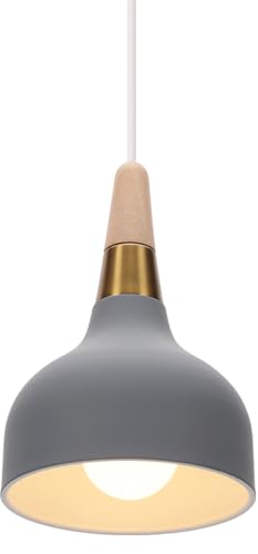 PETITES ECREVISSES Suspension Luminaire Moderne E27 Lustre Vintage Industrielle Lampes Plafonnier Intérieur Abat-jour en Métal et Bois Design pour Cuisine Chambre...