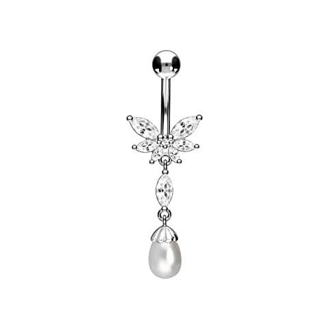 PIERCINGLINE Butterfly Dangle Belly Button Ring Cover