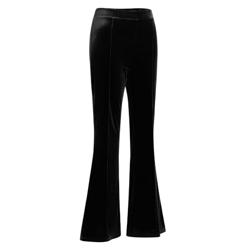 IKADEX Women Velvet Flare Pants High Waist Wide Leg Palazzo Bell Bottom Trousers Casual Dress Work Pants3