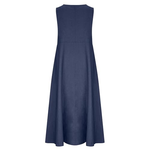 Robe en lin pour femme d'été ample et basique décontractée