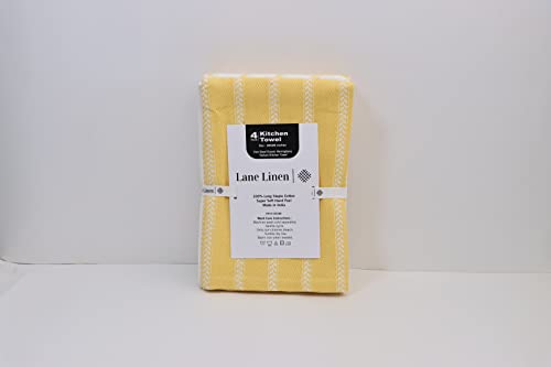 Lane Linen Kitchen Towels Set - Pack Of 4 Cotton Dish Towels For Drying Dishes, 18”X 28”, Kitchen Hand Towels, Absorbent Tea Towels, Towels For Kitchen, Quick Drying Kitchen Towel Set - Lemon Yellow #TOP5