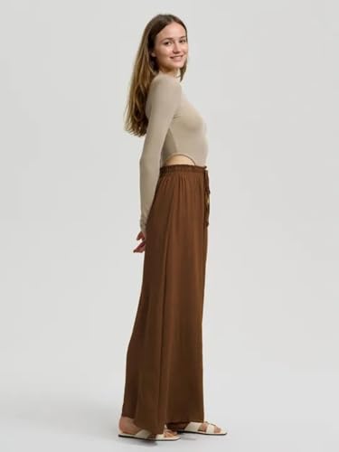Image of KOTTY Women's Relaxed Fit Wide-Leg Drawstring Palazzo Trouser for Everyday Comfort & Style