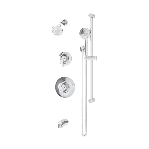 Kit de grifería para bañera y ducha Symmons Birch HydroMersion con dos mangos, acabado cromo pulido con duchador (válvula no incluida) - modelo 599615TRM miniatura 1