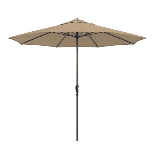 Image of California Umbrella 8-Year Protection 9 Ft Outdoor Patio Umbrella, Solstice Fade-Resistant Fabric, Auto-Tilt, Heavy Duty Aluminum Frame, 8 Reinforced Ribs for Pool or Deck, Bronze Pole