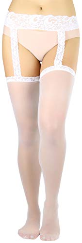 Image of ToBeInStyle Women's Attached Garter Belt Suspender Nylon Stocking Pantyhose
