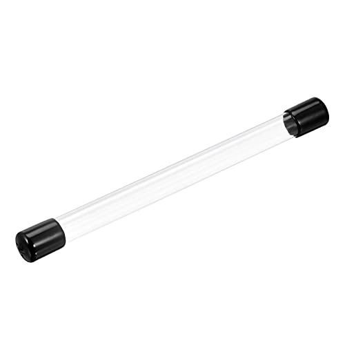 Image of PATIKIL Clear Rigid Tube Round Plastic Tubing with Black Rubber Caps Polycarbonate Water Pipe, 305mm / 12 Inch Length, 13mmx14mm /0.51 inchx0.55 inch, 1 Set