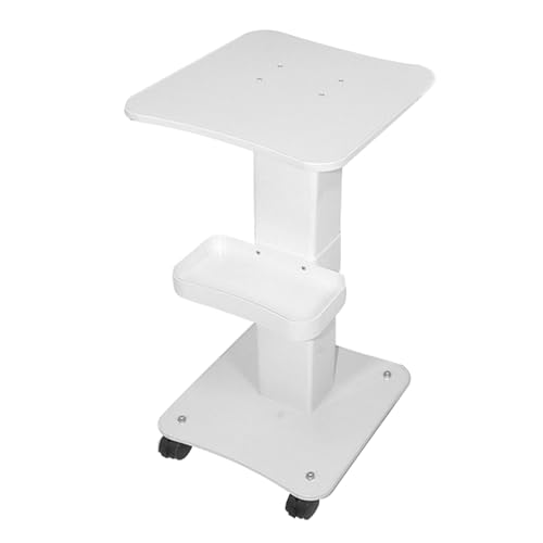 Tissting Esthetician Trolley Cart with Wheels, 3 Tier Beauty Salon Rolling Cart, SPA Adjustable Tattoo Table Work Station, White, Metal & Plastic