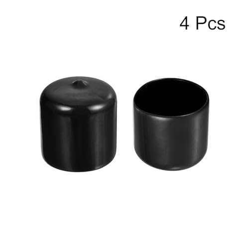 Image of uxcell 4pcs Rubber End Caps 1 5 /16 inch(33mm) ID Vinyl Round End Cap Cover Screw Thread Protectors Black, 30mm Height