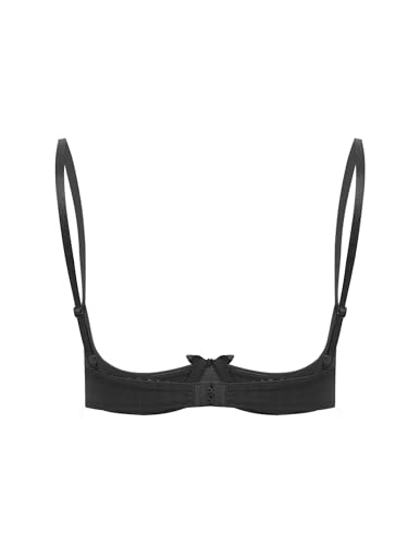 Mufeng Women's Satin Underwired Shelf Bra Lingerie Demi Cup Push Up Balconette Bra Underwear