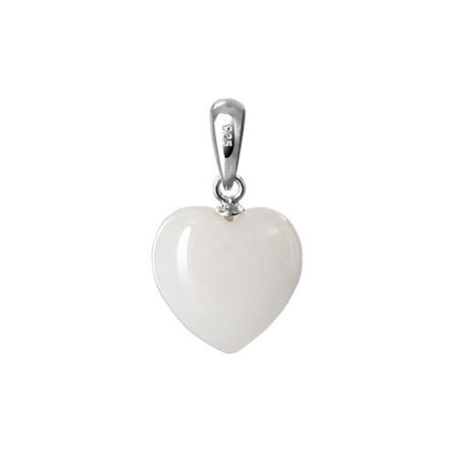 Heart Shape Natural White Quartzite Sterling Silver Pendant