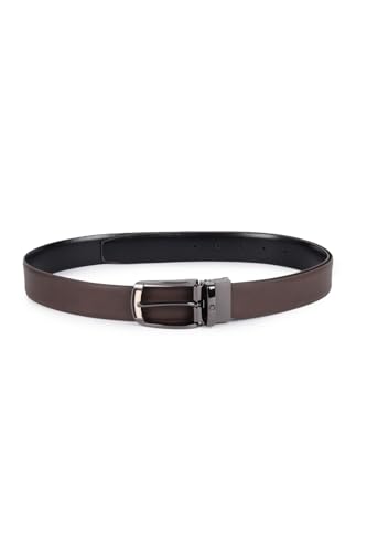 Image of Louis Philippe Men's 100% Italian Leather Dual Tone Zinc Alloy Buckle Formal Reversible Belt