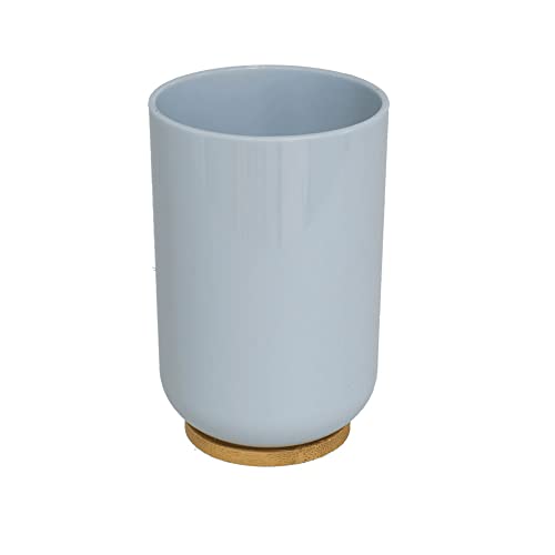 CABLEPELADO Vaso de baño | Portacepillos Lavabo | Soporte para cepillos de Dientes | Vaso para cepillos y Pasta de Dientes | Diseño Darwin | 1 cm Alto x 7 cm diámetro | 300 ml | Color Azul Claro