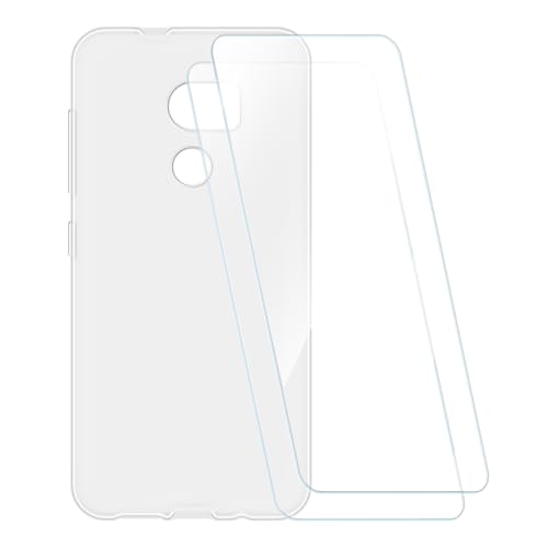ESACMOT Funda Estampada + 2 Protectores de Pantalla Vidrio Templado Compatible con HTC One X10, Carcasa Suave Antigolpes y Película HD (Blanco)
