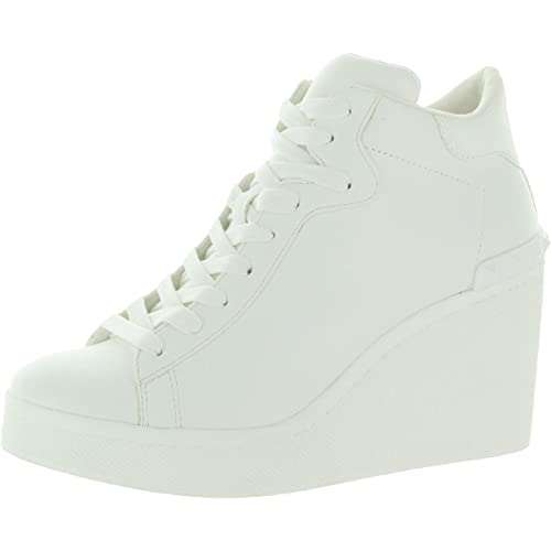 Steve Madden Brix White Rounded Closed Toe Lace Up Embellished Detail Sneakers