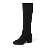 Bottes longues confortables : Les bottes hautes du genou des femmes sont faites de suède nubuck, doublure en fausse fourrure douce et semelle extérieure en caoutchouc, respirant et confortable.