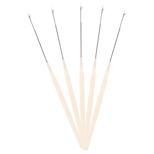 ARTIBETTER 5 Pack Beading Needles Bead Threader Small Crochet Needles for Jewelry Making DIY Beading Tools Stringing Beads Chain Tool Plastic Handle Easy to Use for DIY Projects