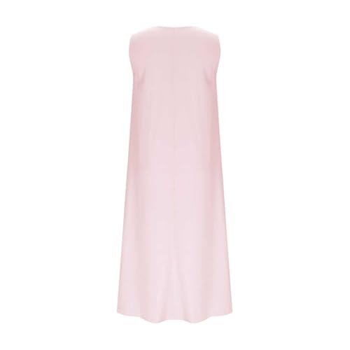 Robe longue décontractée rose en maille pull sans manches col en U taille M - 4