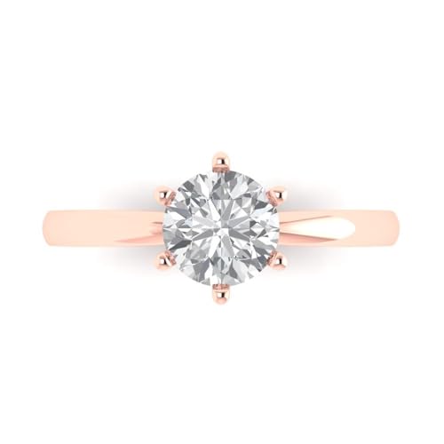 Clara Pucci 1Ct Round Cut - Moissanite - 14k White Gold - Solitaire Wedding Engagement Bridal Promise Ring