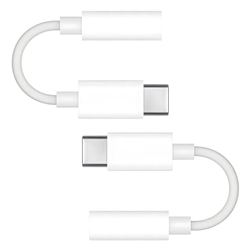 [2 Packs] USB Type C to 3.5mm Female Headphone Jack Adapter, USB C to Aux Audio Dongle Cable Cord Compatible with Galaxy S22 S21 S20 S10 S9 Plus/Ultra, Note 10, iPad Pro, MacBook, Pixel (White)