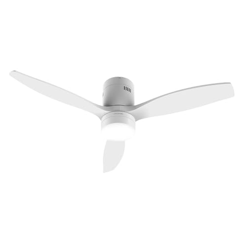 Cecotec Ventilateur de Plafond avec Lumière LED Energysilence Aero 5600 Classic White. 40W, Moteur DC, Diamètre 132 cm, 3 Pales, LED 18W, Minuteur, 6 Vitesses, Télécommande, Fonction Été/Hiver