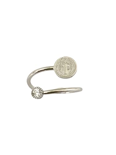 Bague St Benoît argent et zirconium le symbole fort d'un attachement éternel