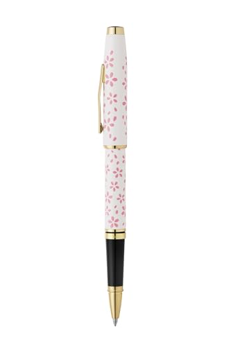 Image of Cross Coventry Black Lacquer Rollerball Pen with Gold-Tone Trim - Refillable, Luxury Gift Box (Pearl White)