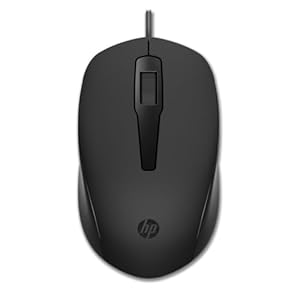 HP 150 Mouse (Wired Mouse, up to 1600 DPI, Right Handed Mouse, Left-Handed Mouse) Black