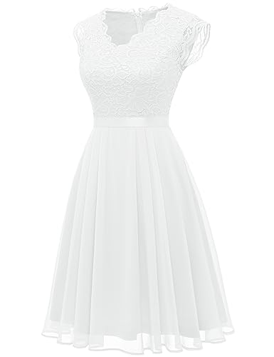 Image of Dressystar Women's V Neck Sleeveless Lace Bridesmaid Dress Wedding Party Gown