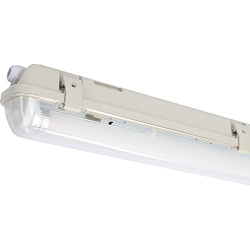 Proventa | Feuchtraumleuchte mit LED-Röhre 120 cm 1x14W 2.100 Lumen 4.000 K IP65 Kunststoff grau Cover