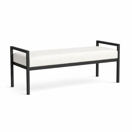 HomePop Modern Metal Bench|Bench for Living Room & Bedroom | Decorative Home Furniture - Cream Boucle