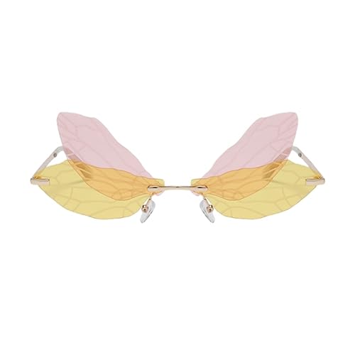 Dragonfly Rimless Sunglasses Wing Shaped Butterfly Fairy Shades Glasses Fashion Party Sunglasses for Women Men2