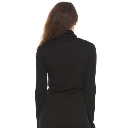 Image of 100% Merino Wool Womens Long Sleeve Midweight Turtleneck - Warm Sweater - Fold-Over Turtleneck