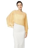 BEAUTELICATE Capa de Chiffon para Mujer con Mangas Estolas Chales para Vestidos de Noche Novia y Fiestas-Amarillo Mostaza