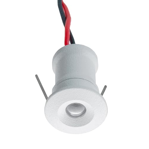 Planetitaly Mini faretto IP65 LED 1W resa 12W incasso punto luce 12V box doccia cielo stellato segnapassi luci gradini barca camper (Luce Blu, Colore Bianco)