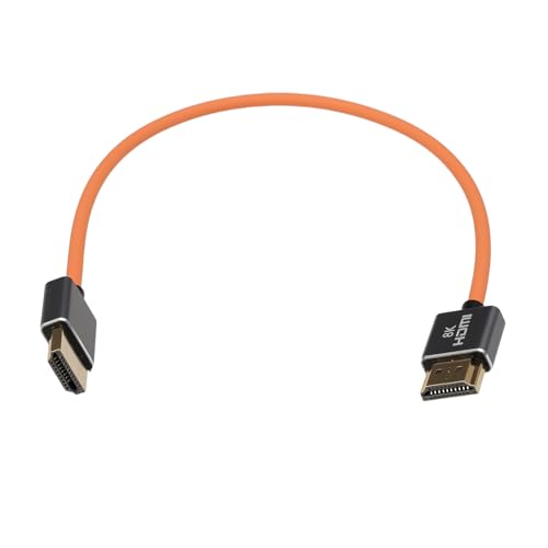 DRRI Cable HDMI a HDMI de silicona suave 8K a 60Hz 4K @120Hz para monitor de agarre de cámara Sony Canon Nikons, monitor de cardán de cámara (50 cm)