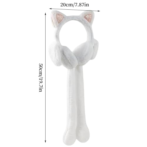Orejeras de invierno para mujer de peluche con diadema ligera y orejas móviles 6