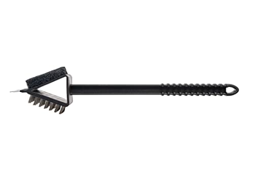 Grillbürste für Gusseisen 3 in 1 mit Spatel und Reinigungswatte für Gasgrill oder Kohlegrill | Grillreinigungsbürste Barbecuebürste Schwarz