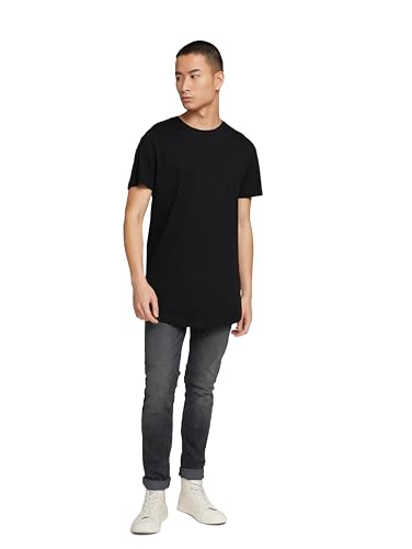 TOM TAILOR Denim Herren Long Fit T-Shirt im Doppelpack, Schwarz, XL
