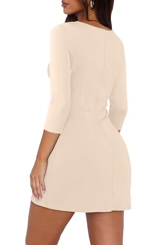 Image of RUMIA Womens Fall Dress Crew Neck 3 /4 Sleeve Bodycon Party Club Mini Dresses