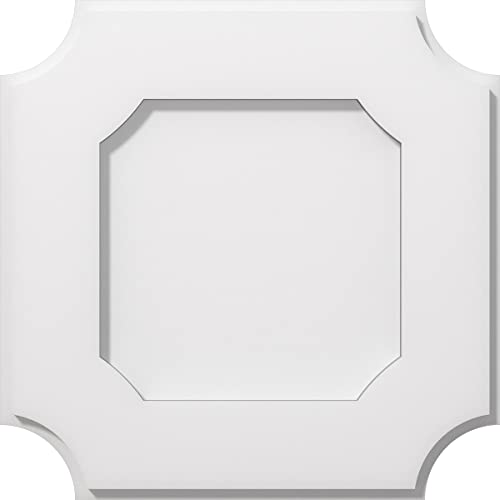 Image of Ekena Millwork CMP14LE Locke Architectural Grade PVC Contemporary Urethane Ceiling Medallions 14 inchOD x 8 1 /4 inchC x 1 inchP