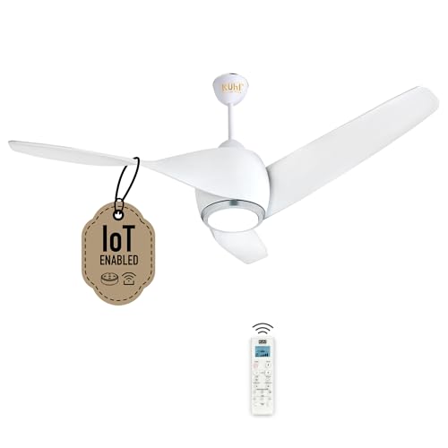 Image of KUHL Twist L3 1320 mm 65% Power Saving BLDC Ceiling Fan | BEE 5 Star Rated & ISI Marked | High Air Flow|5Year Warranty on Motor By Brand | Free Installation | IoT - Operate via Mobile & Alexa | White