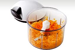 Foto von Fissler Finecut / Obst und Gemüseschneider, Multi- Zerkleinerer-manuell, Universalschneider-Küche, Zwiebel-Cutter mit Zugmechanismus (mixen, schleudern, aufbewahren), Weiß