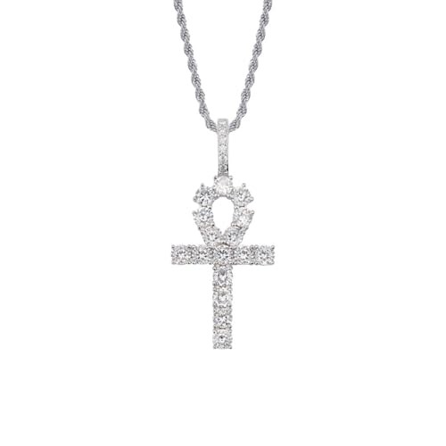 Collier crucifix en argent et zircon cubique style Hip Hop pour homme et femme
