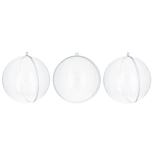 Set of 3 Clear Plastic Ball Ornaments 3.45 Inches