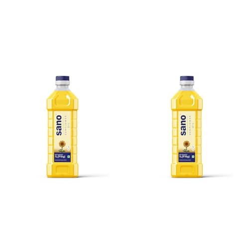 Image of sano Sunflower Oil 1 Ltr Pet Bottle - Pure, Nutrient-Rich Cooking Oil with High Smoke Point - Ideal for Frying, Sauteing, and Baking (Pack of 2)