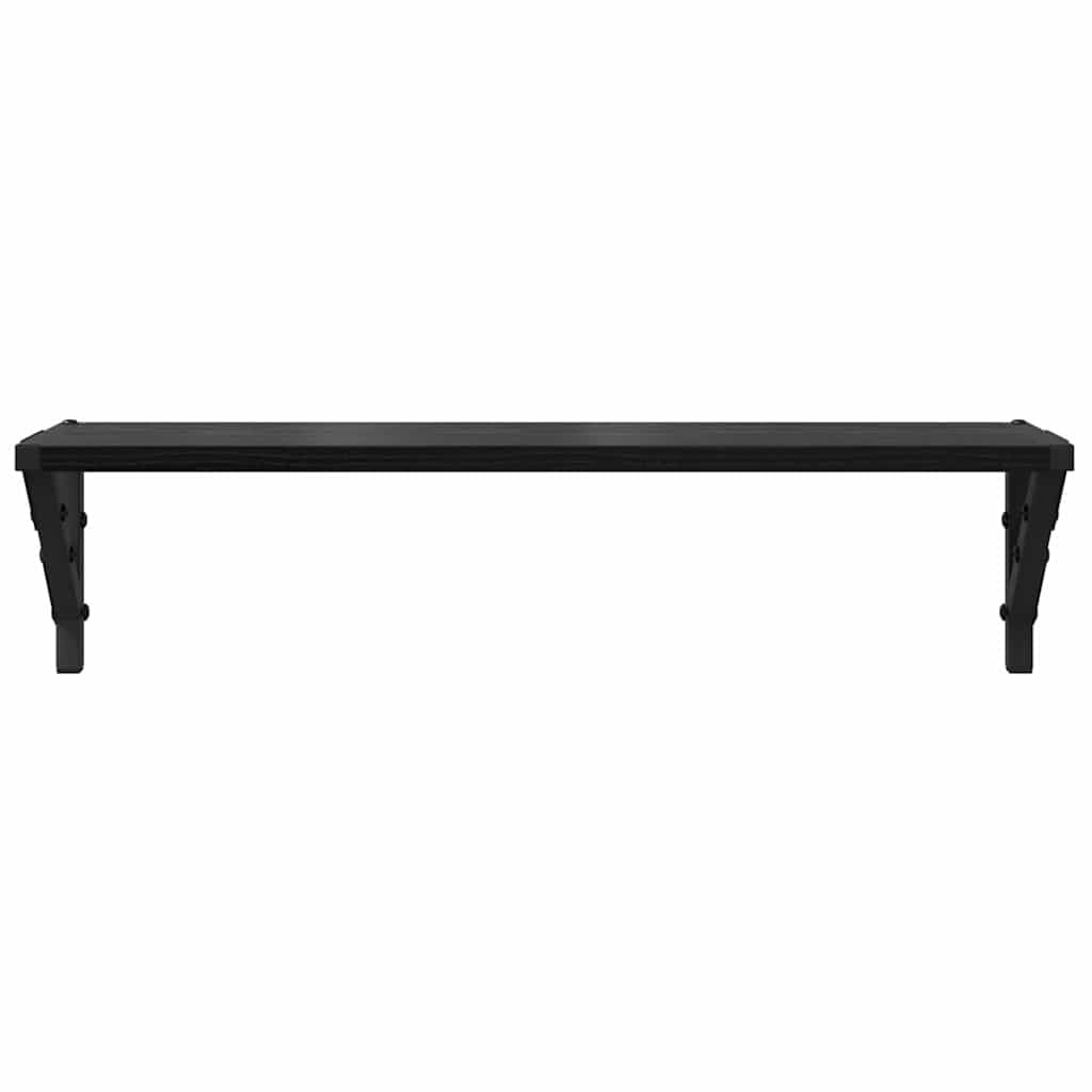 Juego de 2 estanterías de pared con marco de metal, color roble negro, 60 x 15 x 15,5 cm, ideal para salón y oficina en casa