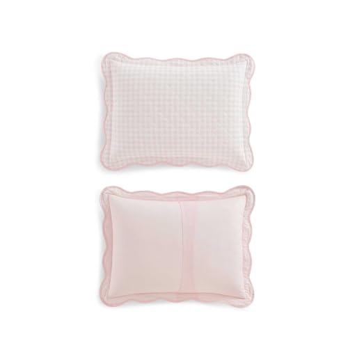 Image of Martha Stewart - King Quilt Set, 100% Soft & Breathable Bedding with a Lightweight Feel for Year Round Comfort, 3 Piece Bed Set with Matching Pillowcases (Olivia Gingham Pink)