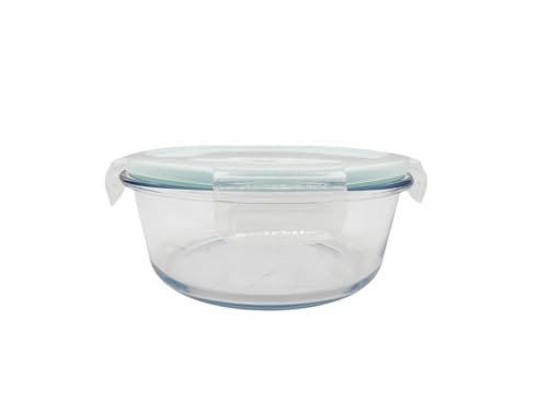 PANDAHOME Recipientes Herméticos Cristal Redondo para Alimentos – Aptos para Horno, Microondas y Congelador, Ideales para Transportar Comida -Sin BPA-Taper Para Comida-Redonda Ø14x6.6 cm - 400 ml